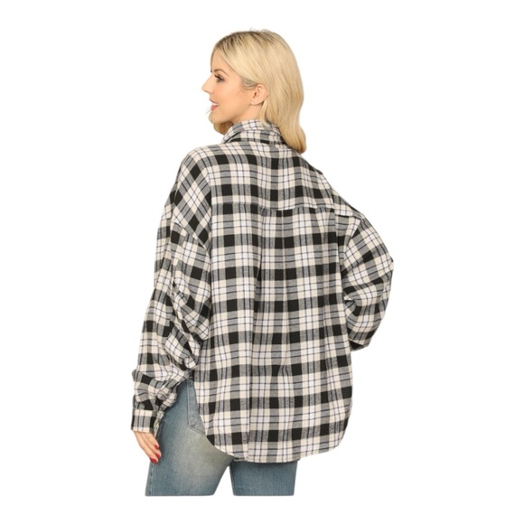 Marilyn Monroe upcycled oversized plaid shirt size  small - Picture 7 of 8